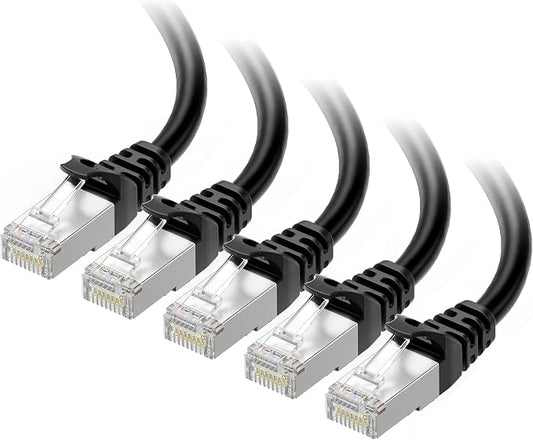 Cable Matters 10Gbps 5-Pack Snagless Short Shielded Cat 6A Ethernet Cable - 1ft by CableMatters