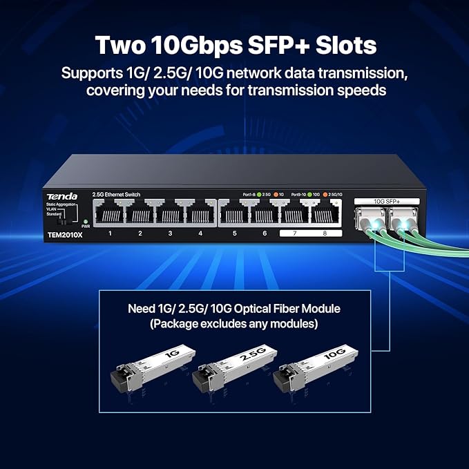 Tenda TEM2010X 8 Port 2.5G Ethernet Switch, Unmanaged 2.5Gb Switch - Image 3