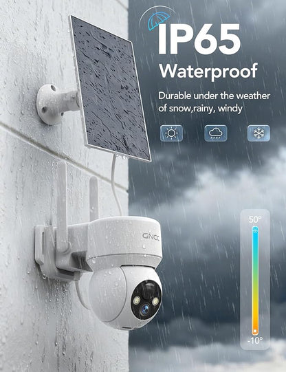GNCC Solar Security Cameras Wireless Outdoor, 2.4G WiFi 360° View Solar/Battery - Image 6