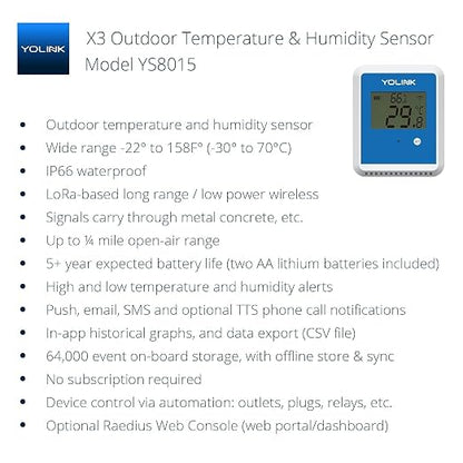 YoLink 2-Pack X3 Version Temperature Humidity Data Logger, Longest Wireless - Image 2