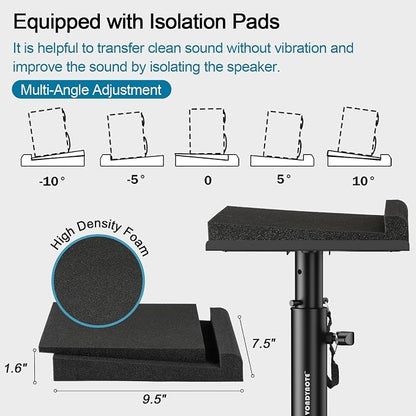 Set of 2 Studio Monitor Stands Desk Clamp Desktop Speaker Stands - Image 5