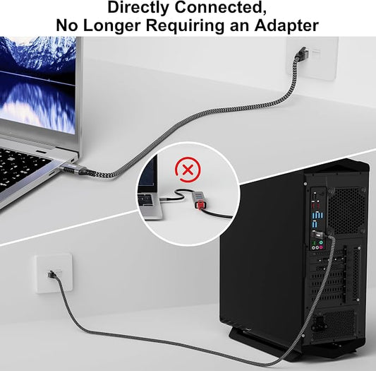USB to Ethernet Cable 25 FT, USB 3.0 A Male to RJ45 Male Cord, Directly - Image 2