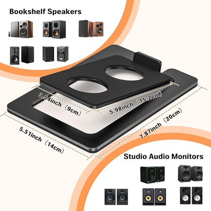 Metal Desktop Speaker Stands Pair, 15° Tilted Steel Tabletop Bookshelf Speaker - Image 6