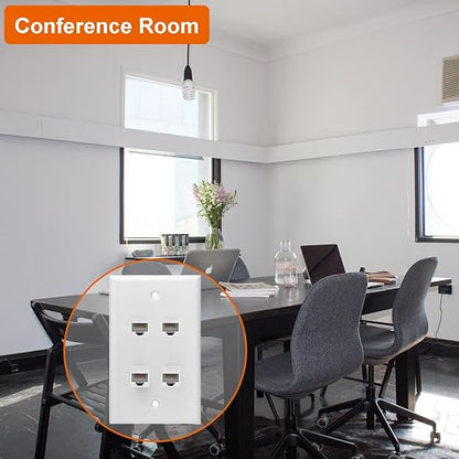 Ethernet Wall Plate, 4 Port Cat6 Female to Female Wall Jack Network RJ45 - Image 4