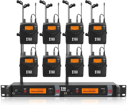 XTUGA RW2080 Wireless in Ear Monitor System 8 Bodypacks UHF IEM System by XTUGA