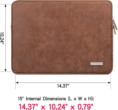 RAINYEAR 15 Inch Laptop Sleeve PU Suede Leather Case Padded Cover Water - Image 3