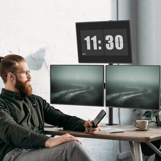 WALI Triple Monitor Mount for 13-27 inch Computer Screens, 3 Monitor Desk Mount - Image 2