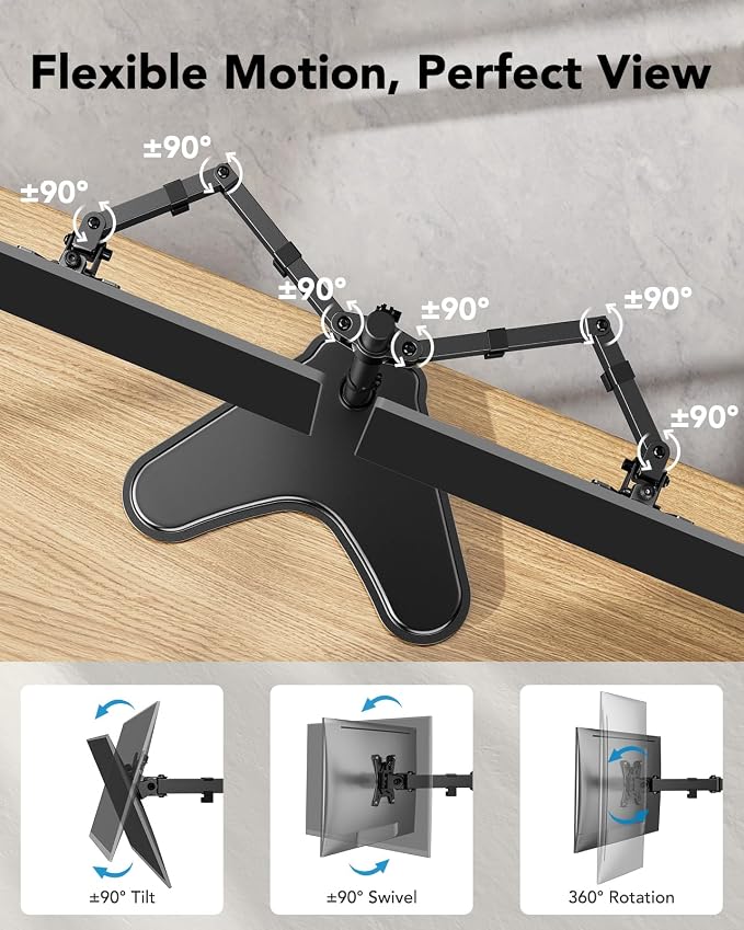 HUANUO 32 inches Dual Monitor Stand up to 17.6lbs per Arm, High-Grade Aluminum - Image 5