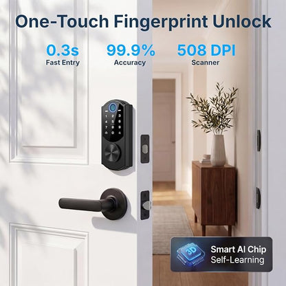 Keyless Entry Door Lock with Built-in WiFi, Fingerprint Smart Lock - Image 4