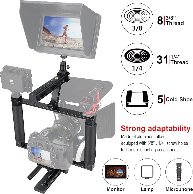 Universal Aluminum Alloy DSLR Mirrorless Camera Camcorder Stabilizer Extension - Image 3