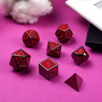 DnDnD Red D&D Game Dice, 7 Die Polyhedral Metal Dice - Image 8