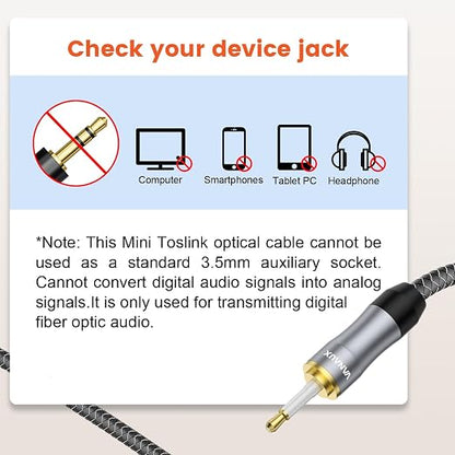 VANAUX Toslink to Mini Toslink Digital Optical Cable, S/PDIF Fiber Optic Audio - Image 2