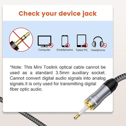 VANAUX Toslink to Mini Toslink Digital Optical Cable, S/PDIF Fiber Optic Audio - Image 2