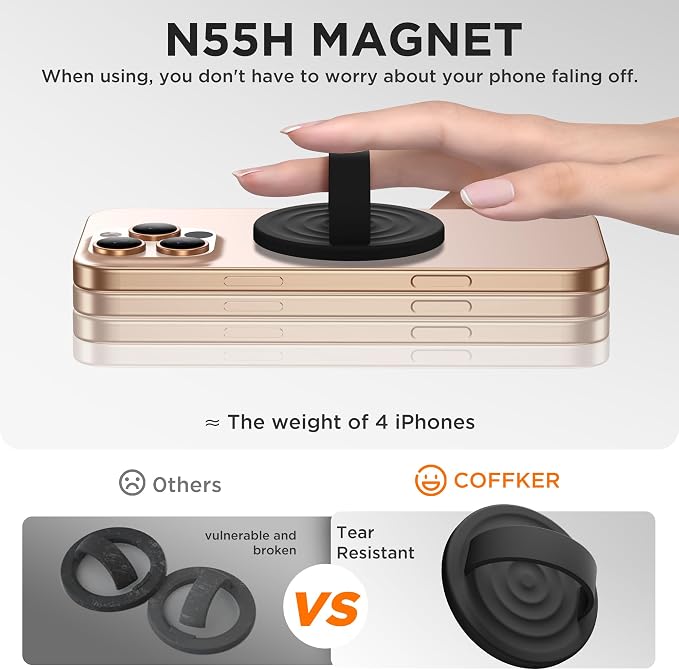 Magnetic Phone Ring Grip Holder, Silicone Finger Loop Grip, Compatible - Image 5