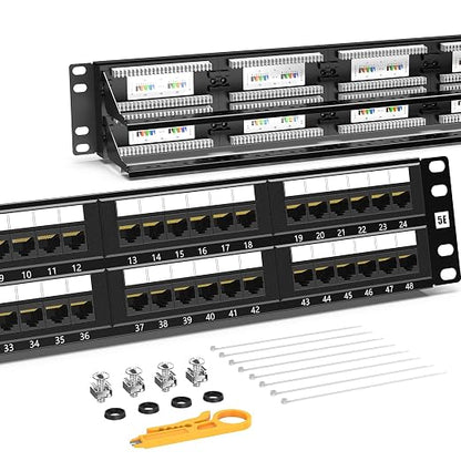 AMPCOM Premium Series CAT5/5e 48 Ports Patch Panel, Rack Mount by AMPCOM