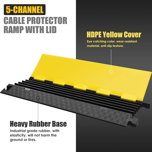 Rubber Cable Protector Ramp, Heavy Floor Cable Wire Cord Cover Speed Bumps - Image 2