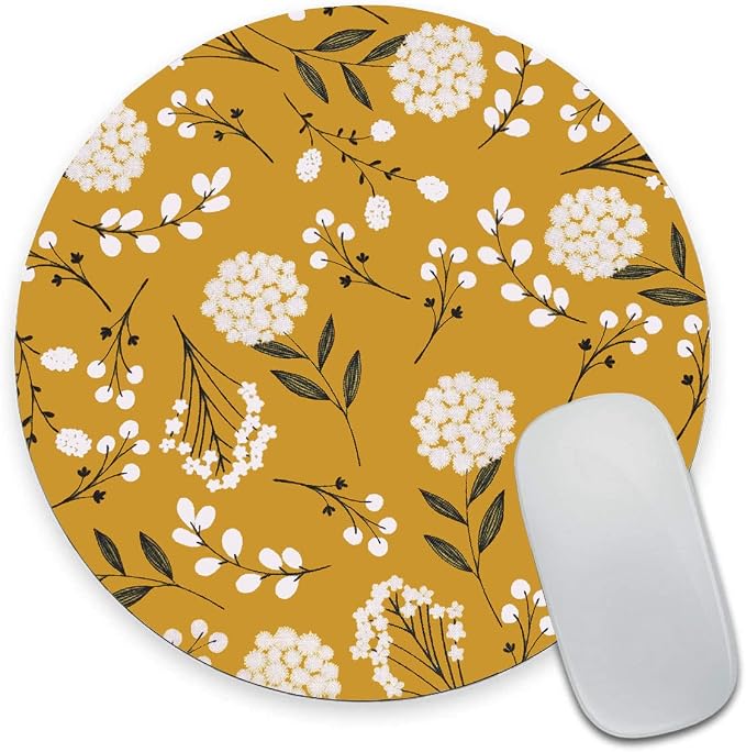 Round Mouse Pad, Cute Floral Mouse Pad by Armanza