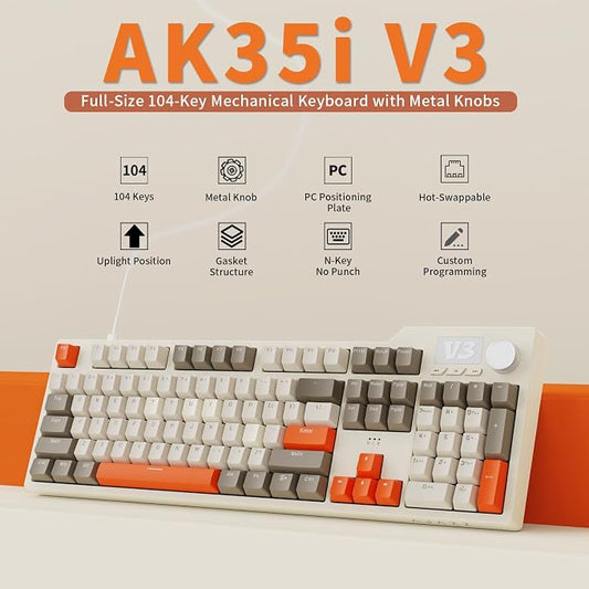 AJAZZ AK35I V3 104-Key Full Size Wired Gasket Mount Gaming Keyboard - Image 2