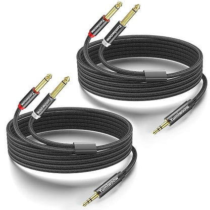 3.5mm to Dual 1/4 Adapter 1/8 to 6.35mm TS Mono Audio Cable Stereo Breakout by Yumiwoow