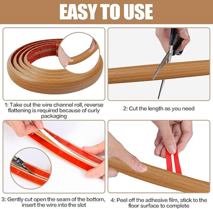 Floor Cord Cover Self Adhesive Cord Hider, 10FT Cable Management, Extension - Image 7