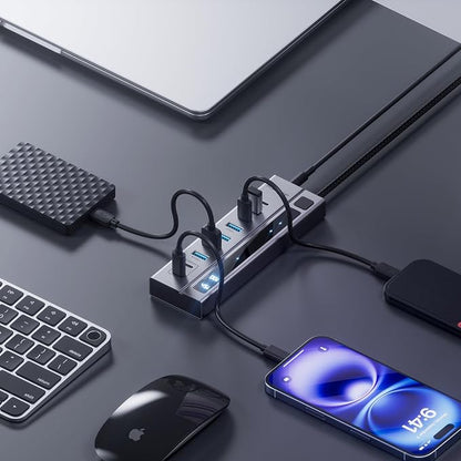Powered USB C Hub, PULWTOP 11-in-1 Power Hub - Image 8