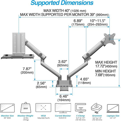 AVLT Dual 17”-38" Monitor Arm Desk Mount - Image 4