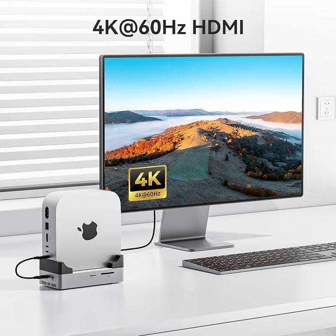 ANYOYO Mac mini M4 Dock and Stand, 10-in-1 Aluminum USB-C Hub - Image 6