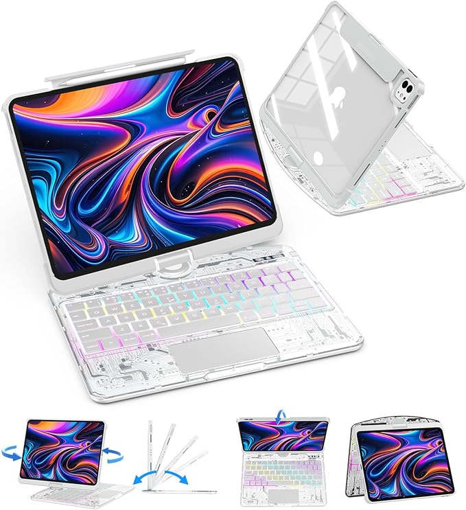 SIBEITU Keyboard Case for iPad Pro 13 Inch M5 2025 / M4 2024, 7-Color Backlight by SIBEITU