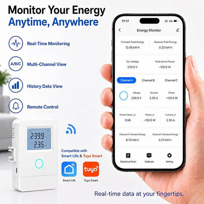 WiFi Home Energy Monitor with 3 80A CT Clamps, Circuit-Level Monitoring - Image 2