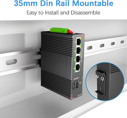 5-Port Industrial PoE Gigabit Din Rail Ethernet Switch, 4 x Gigabit PoE+ Ports - Image 7