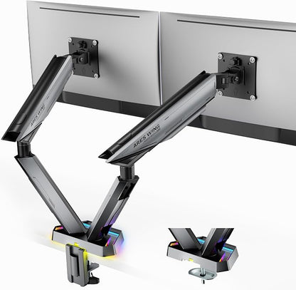ARES WING RGB Dual Monitor Arm for 17-38" Ultrawide Screens, Holds 35.2lbs by ARESWING