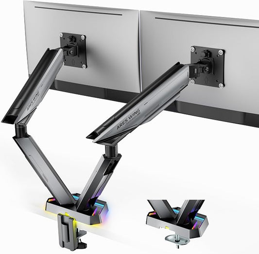 ARES WING RGB Dual Monitor Arm for 17-38" Ultrawide Screens, Holds 35.2lbs by ARESWING