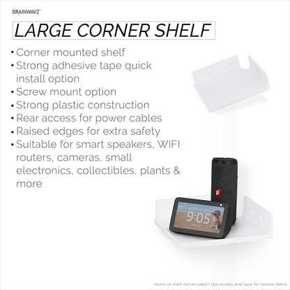 9" Small Corner Shelf Mount, Adhesive & Screw in, - Image 6