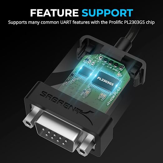 SABRENT USB-C to DB9 Serial RS-232 Adapter Cable 6FT, Prolific PL2303GS Chipset - Image 8
