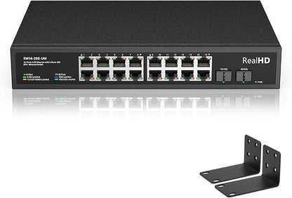 Real HD 16 Port 2.5Gb Unmanaged Ethernet Network Switch by RealHD