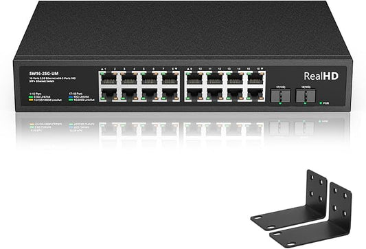 Real HD 16 Port 2.5Gb Unmanaged Ethernet Network Switch by RealHD