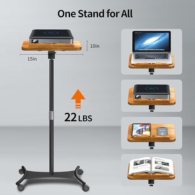 NAMON Rolling 2-in-1 Dual-use Floor & Desktop Book Stand, 100% Solid Wood - Image 3