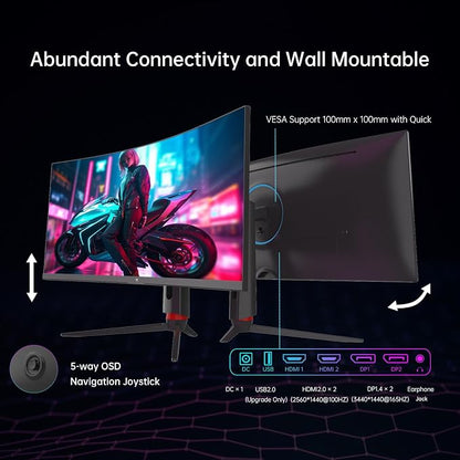 KTC 34 Inch Curved Ultrawide Gaming Monitor, 3440x1440p 165Hz 1ms, 1500R Curved - Image 6