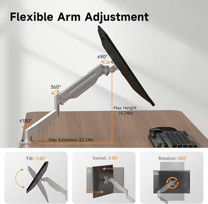 Suptek Single Monitor Mount Stand, Gas Spring Monitor Arm Desk Mount Fully - Image 3