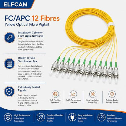 Elfcam® - Fiber Optic Pigtail 12 Fibers Singlemode Simplex FCA 9/125um OS2 - Image 4