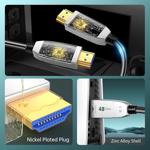 8K Fiber Optic HDMI Cable 3FT, 48Gbps Ultra High Speed HDMI 2.1 Cable, Support - Image 2