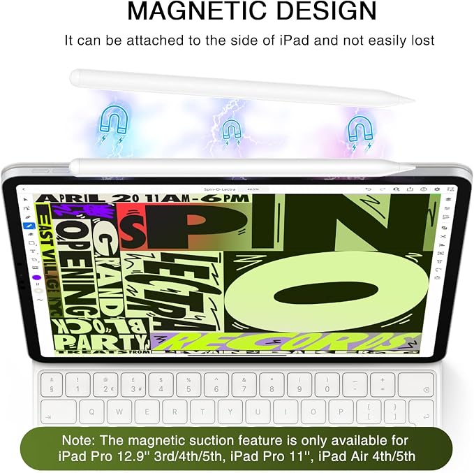 Stylus Pen for iPad 2018-2025, Fast Charging Magnetic Pencil - Image 4