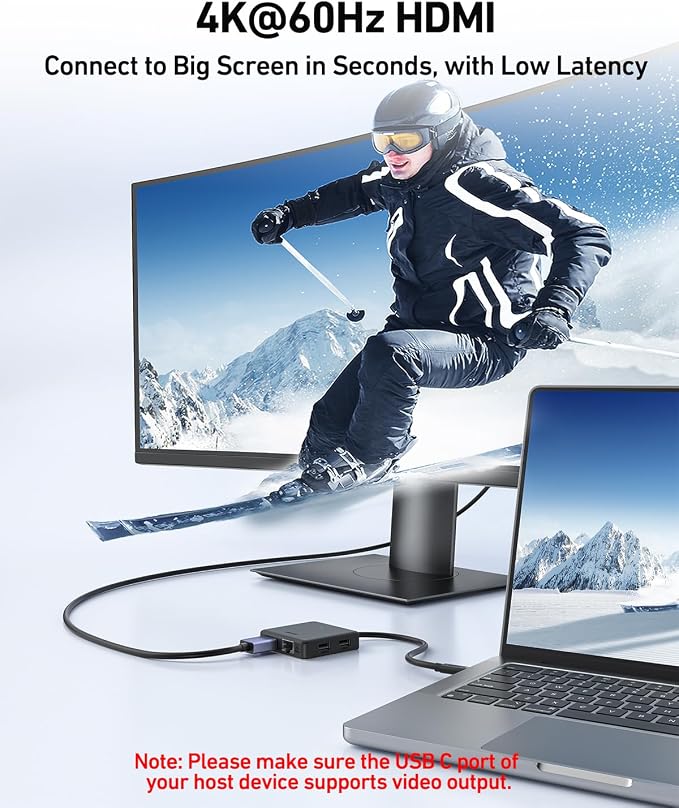 BENFEI USB C HUB 6in1 with HDMI, 100Mbps Ethernet, 100W Power Delivery - Image 3