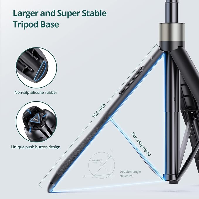 ATUMTEK 65" Selfie Stick Tripod, All in One Extendable Phone Tripod Stand - Image 4