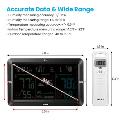 Weather Station Atomic Clock Indoor Outdoor Thermometer Wireless, Barometer - Image 7