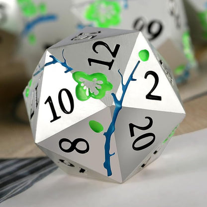 Glow in The Dark Metal Dice, DNDND 7 PCS Green Metallic D&D Dice Set - Image 5