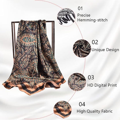 4Pcs Silk Head Scarves for Women Satin Hair Scarf 35”Large Square Bandana Silk - Image 5