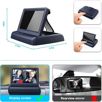 Baby Car Mirror with 4.3'' HD Night Vision Function Display, Safety Car Seat - Image 5