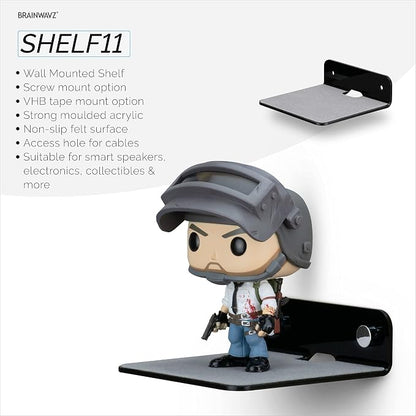 BRAINWAVZ 2-Pack 4” Small Floating Shelf Bluetooth Speaker Stand, Adhesive & - Image 4