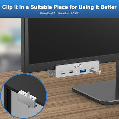EJAY Mountable 4Ports USB3.0 HUB Alu Desktop Clamp Type C USB3.0 Splitter - Image 2
